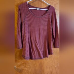 💥💥Paper Crane Maroon Waffle Knit Long Sleeve Top